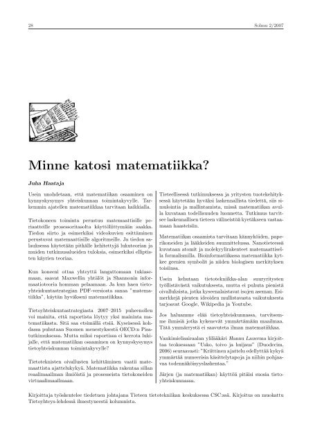 PDF-muodossa - Matematiikkalehti Solmu - Helsinki.fi