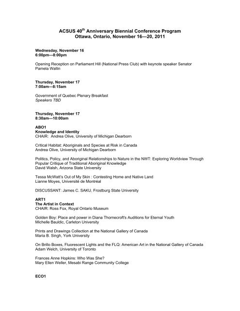 ACSUS 40th Anniversary Biennial Conference Program