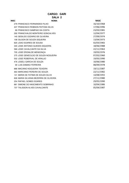 relaÃ§Ã£o Ãºnica de candidatos - Serap