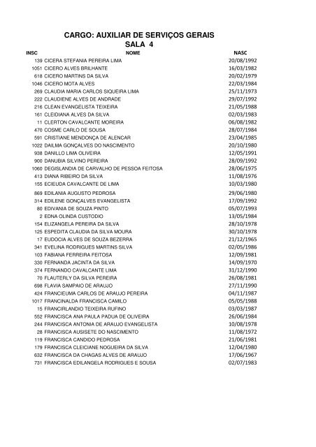 relaÃ§Ã£o Ãºnica de candidatos - Serap