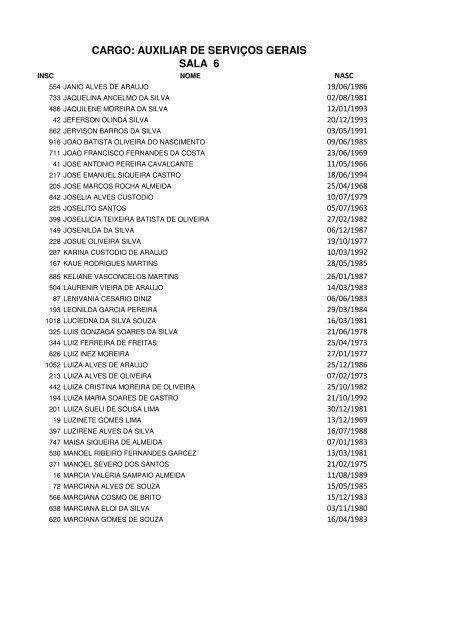 relaÃ§Ã£o Ãºnica de candidatos - Serap