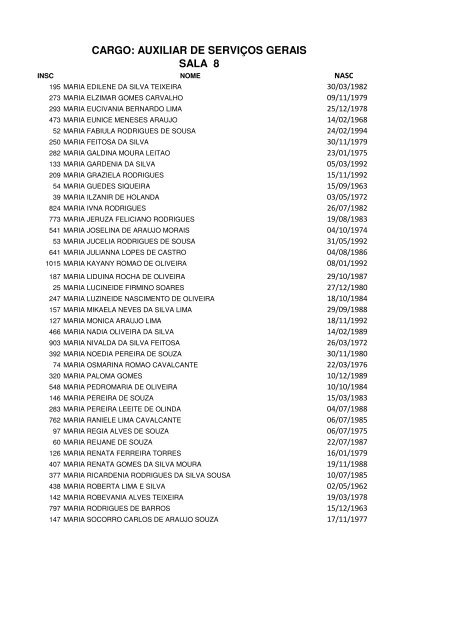 relaÃ§Ã£o Ãºnica de candidatos - Serap