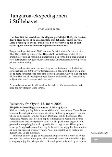 Blad nr. 1 - Losskøyta Frithjof II