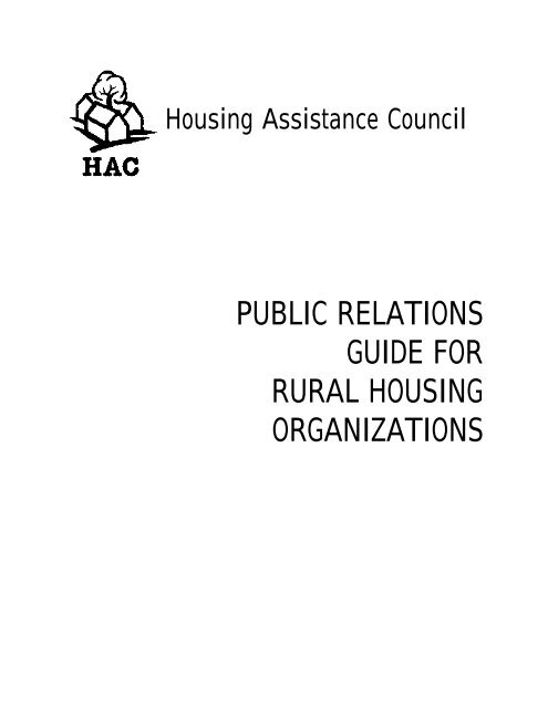 Public Relations Guide for Rural Housing Organizations (manual