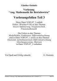 Angewandte Mathematik fÃ¼r Betriebswirte, Teil 3