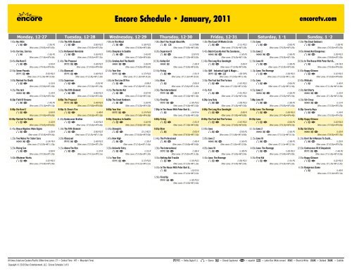 Encore Schedule - January, 2011 - Starz