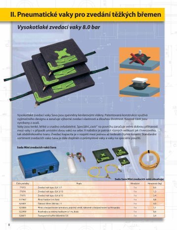 Vysokotlaké zvedací vaky 8.0 bar - SAVA Trade