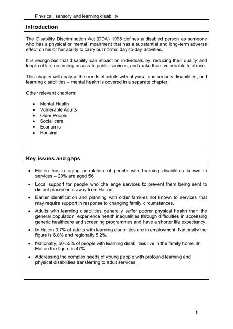 Physical sensory and learning disability - Halton and St Helens PCT