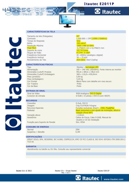 Monitor Itautec E2011P