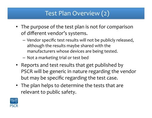 Demo and Evaluation Tests - PSCR