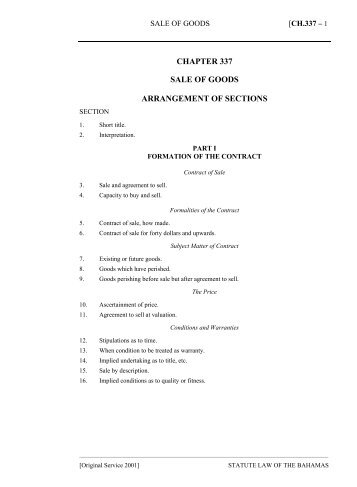 Sale of Goods Act - The Bahamas Laws On-Line