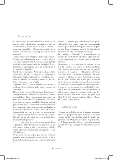 Resumo Determinação dos níveis de flexibilidade em atletas de ...