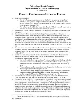 Currere: Curriculum as Method or Process