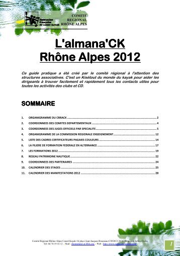 Almana'ck PDF - Comité régional de canoë-kayak Rhône-Alpes