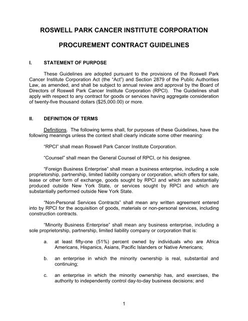 roswell park cancer institute corporation procurement contract ...