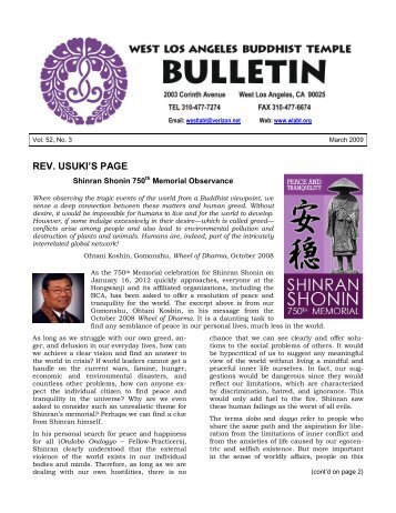 2009 March Bulletin - West Los Angeles Buddhist Temple