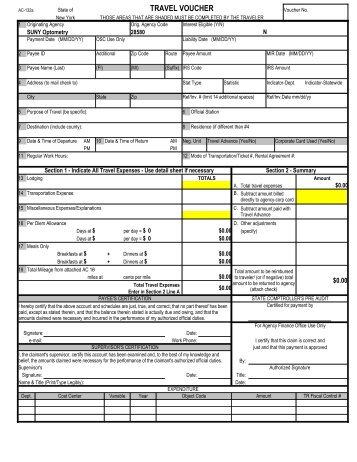 TRAVEL VOUCHER - SUNY College of Optometry