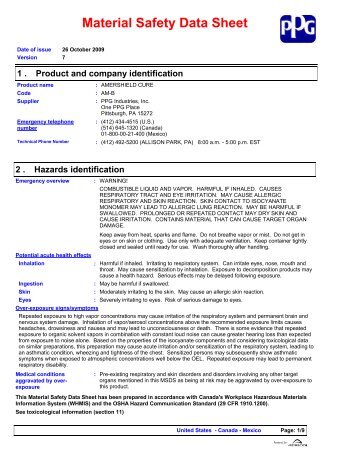 Material Safety Data Sheet - AltaPaints and Coatings