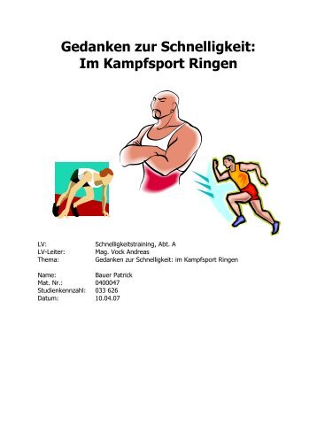 Gedanken zur Schnelligkeit: Im Kampfsport Ringen - bauerpat.net