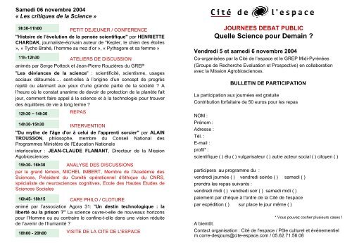 Quelle Science pour demain ? Programme des journÃ©es. - Mission d ...