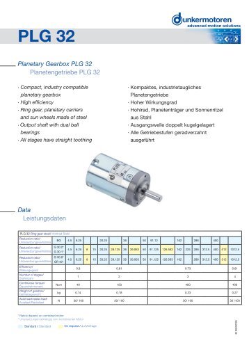 Planetary Gearbox PLG 32 - Dunkermotoren