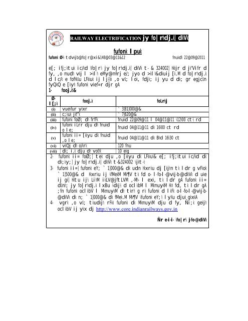 KOTA TENDER NOTICE No. JKRE/Elect - Core.indianrailways.gov.in