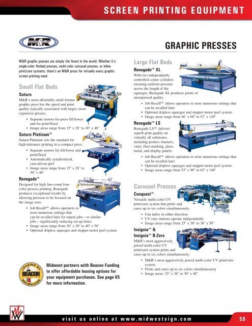 screen printing equipment graphic presses - Midwest Sign & Screen ...