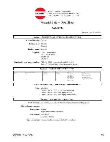 COM009 - ACETONE - Comet Chemical Company Ltd.