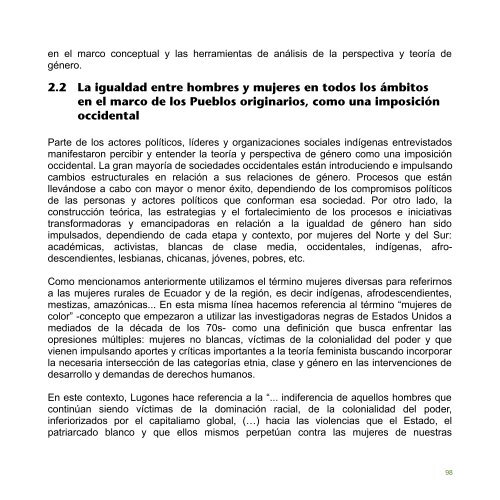 gÃ©nero, interculturalidad y sostenibilidad en la agenda de ... - IEPALA