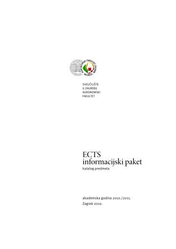 ECTS informacijski paket - Agronomski fakultet - Sveučilište u Zagrebu