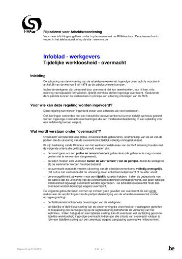 Infoblad - werkgevers - Rijksdienst voor Arbeidsvoorziening