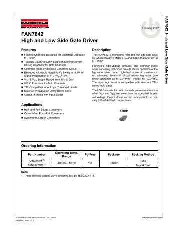 FAN7842 High and Low Side Gate Driver - Fairchild Semiconductor