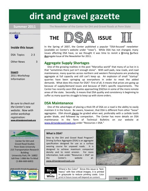 DSA Issue II of CDGRS newsletter - Center for Dirt and Gravel Road ...