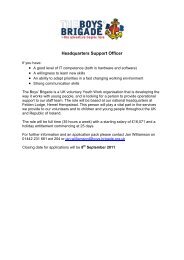 Headquarters Support Officer - The Boys' Brigade