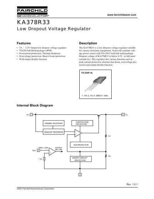 KA378R33 Low Dropout Voltage Regulator - Fairchild Semiconductor