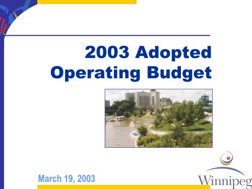 2003 Adopted Operating Budget - City of Winnipeg