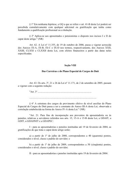 LEI 11.907 - REestruturação de Carreiras