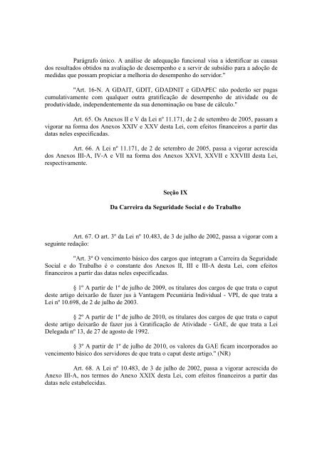 LEI 11.907 - REestruturação de Carreiras