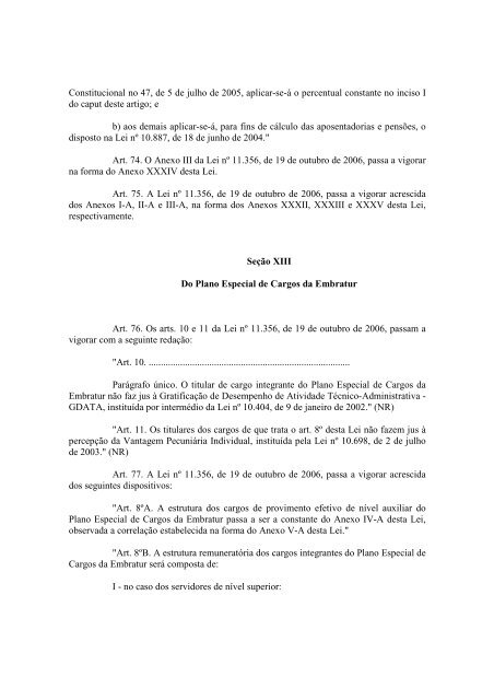 LEI 11.907 - REestruturação de Carreiras