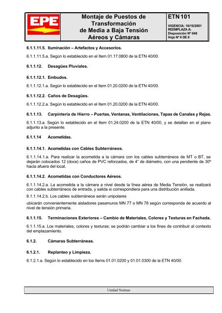 Montaje de Puestos de TransformaciÃ³n de Media a Baja ... - Epe