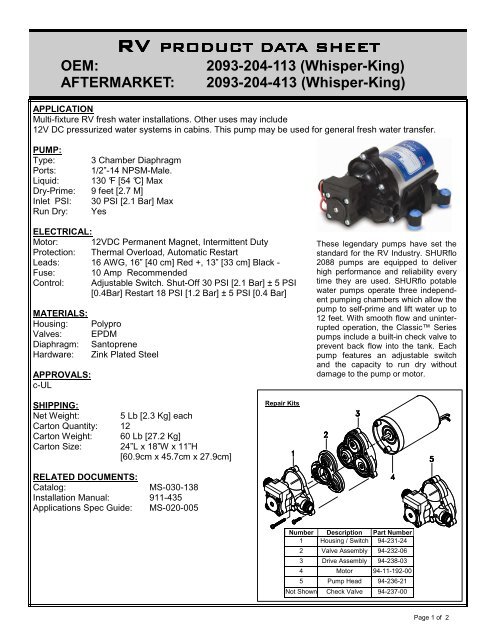 Whisper King Pump - pds-2093-204-113 