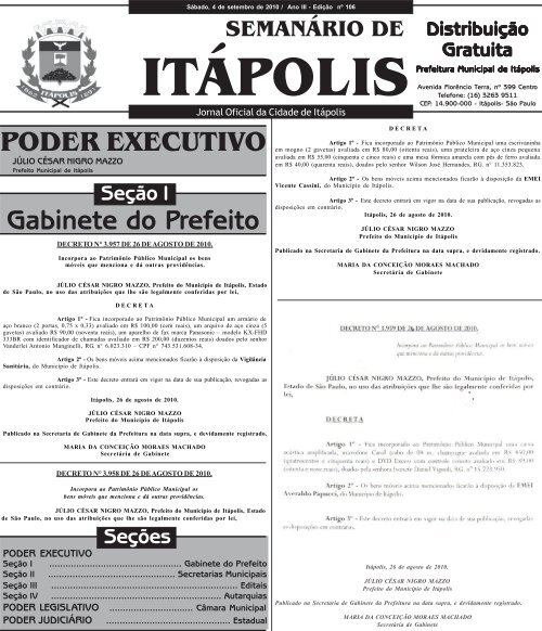 PODER EXECUTIVO Gabinete do Prefeito - Prefeitura Municipal de ...