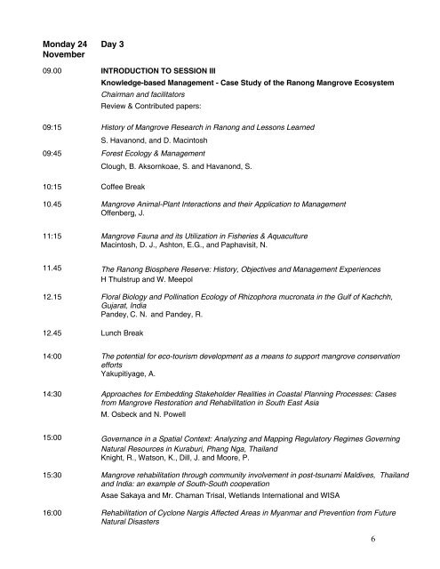 Scientific and Technical Symposium on Sustainable Mangrove ...