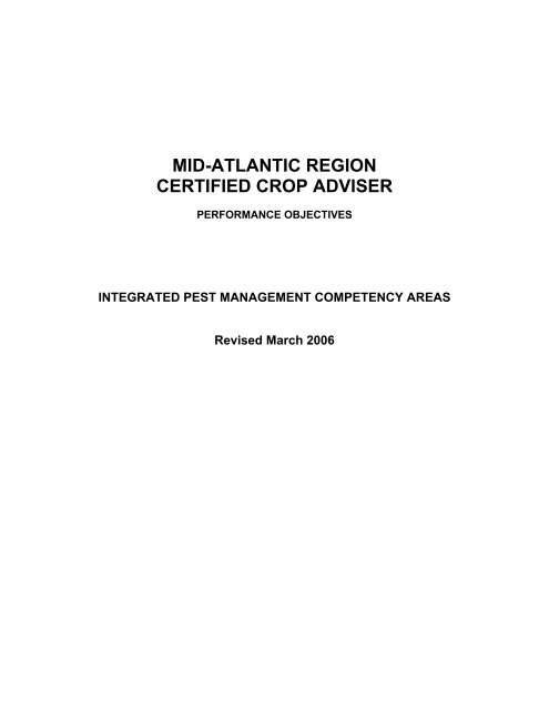 INTEGRATED PEST MANAGEMENT COMPETENCY AREAS ...