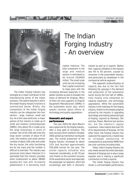 Cover Story - The Indian forging Industry - An overview - Steelworld