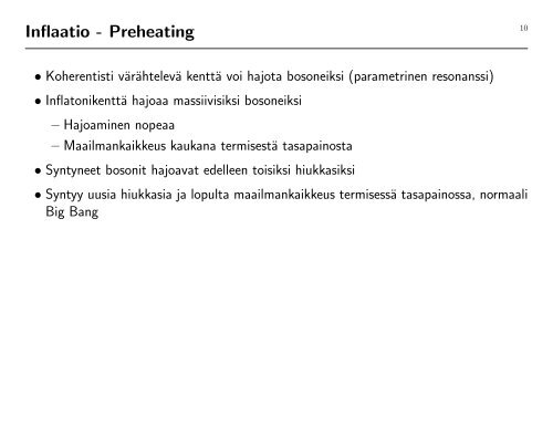 Inflaatio ja perturbaatiot kosmologiassa - Helsinki.fi