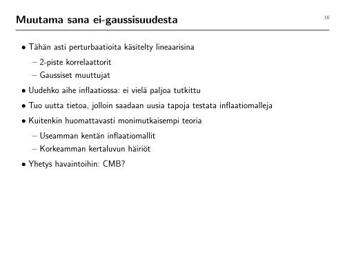 Inflaatio ja perturbaatiot kosmologiassa - Helsinki.fi