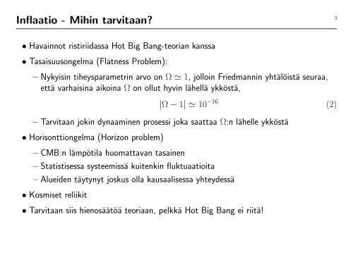 Inflaatio ja perturbaatiot kosmologiassa - Helsinki.fi