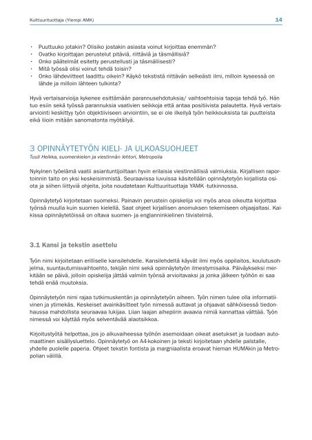 opinnÃ¤ytetyÃ¶opas 2011â2012 - Humanistinen ammattikorkeakoulu