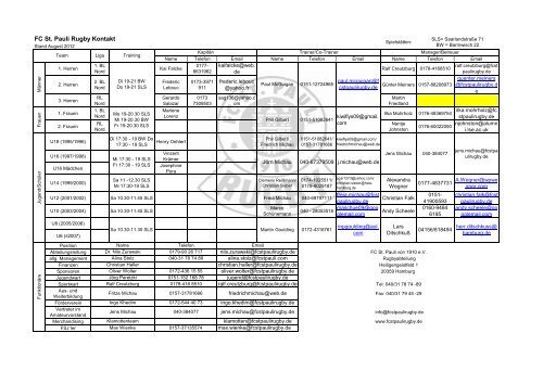 Rahmenspielplan - FC St. Pauli Rugby